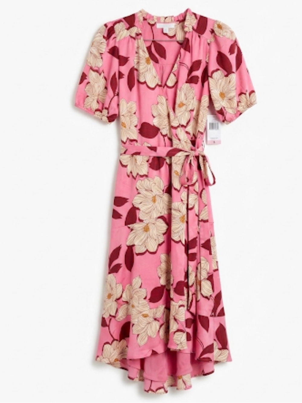 Draper James Women's Wrap Midi Dress in a pink and burgundy floral Size Small